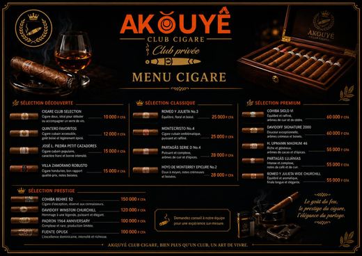 Club cigar menu